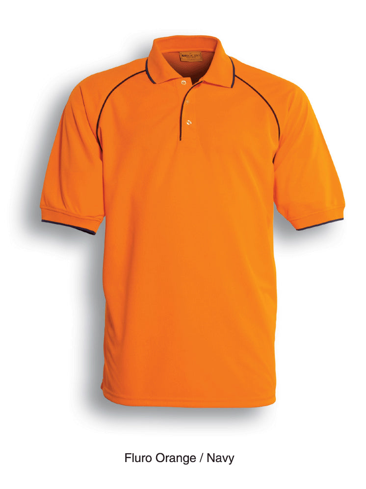 Unisex Adults Hi-Vis Breezeway Polo in Orange/Navy