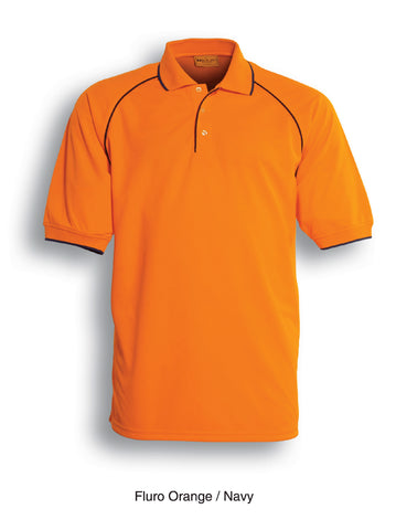 Unisex Adults Hi-Vis Breezeway Polo in Orange/Navy