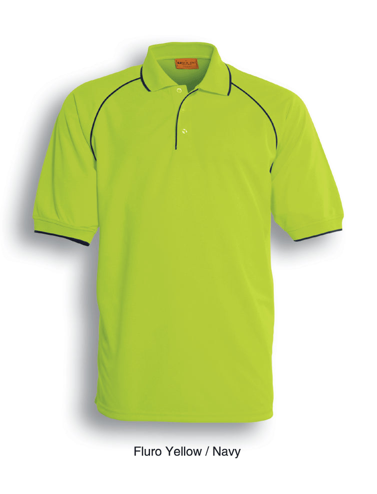 Unisex Adults Hi-Vis Breezeway Polo in Yellow/Navy