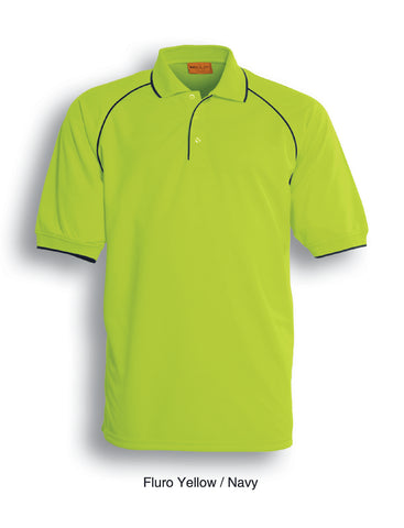 Unisex Adults Hi-Vis Breezeway Polo in Yellow/Navy