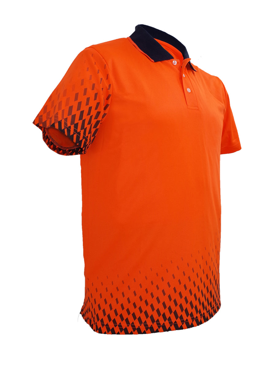 Unisex Adults Hi-Vis Gradient Polo in Orange/Navy