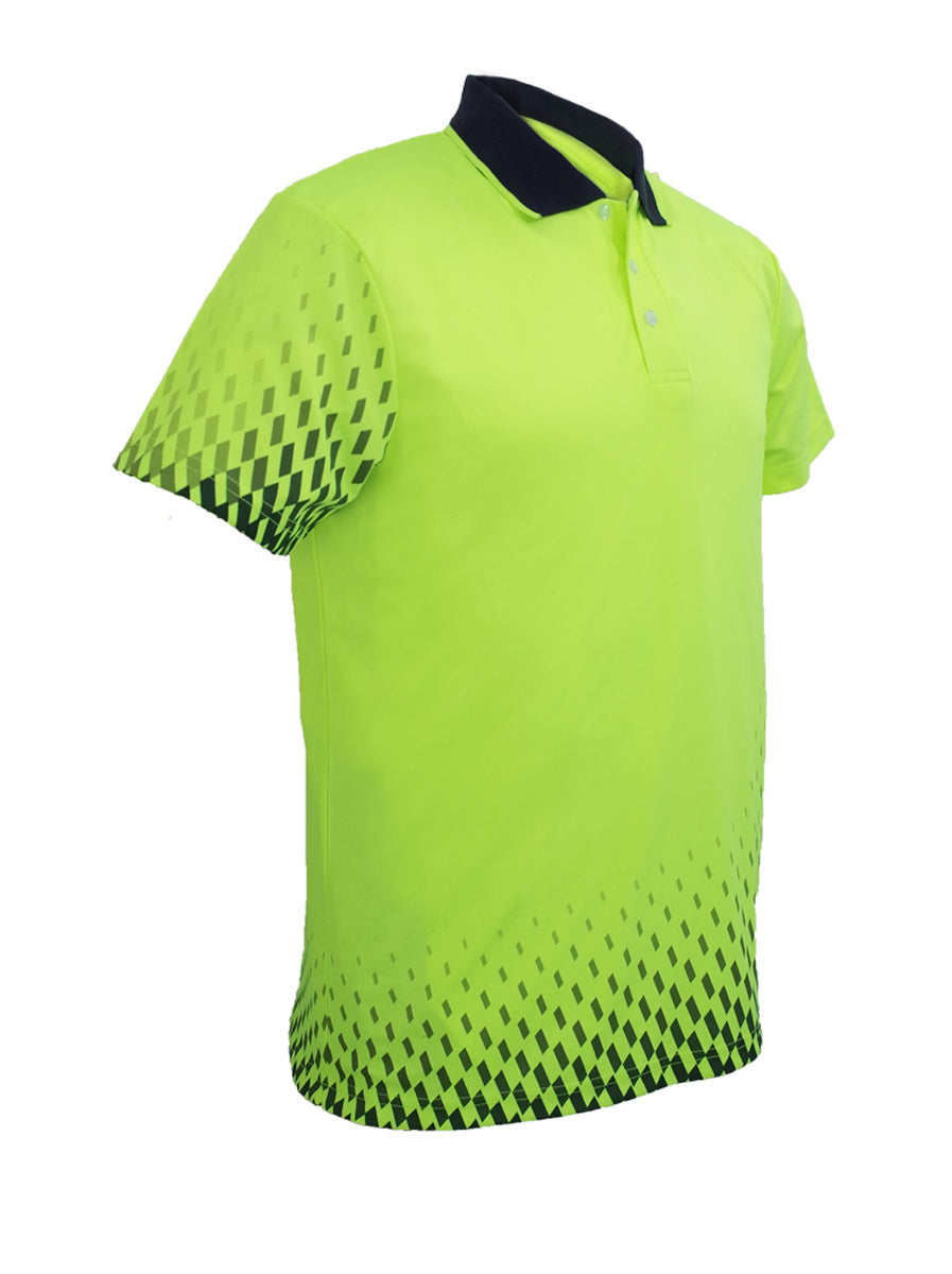 Unisex Adults Hi-Vis Gradient Polo in Yellow/Navy