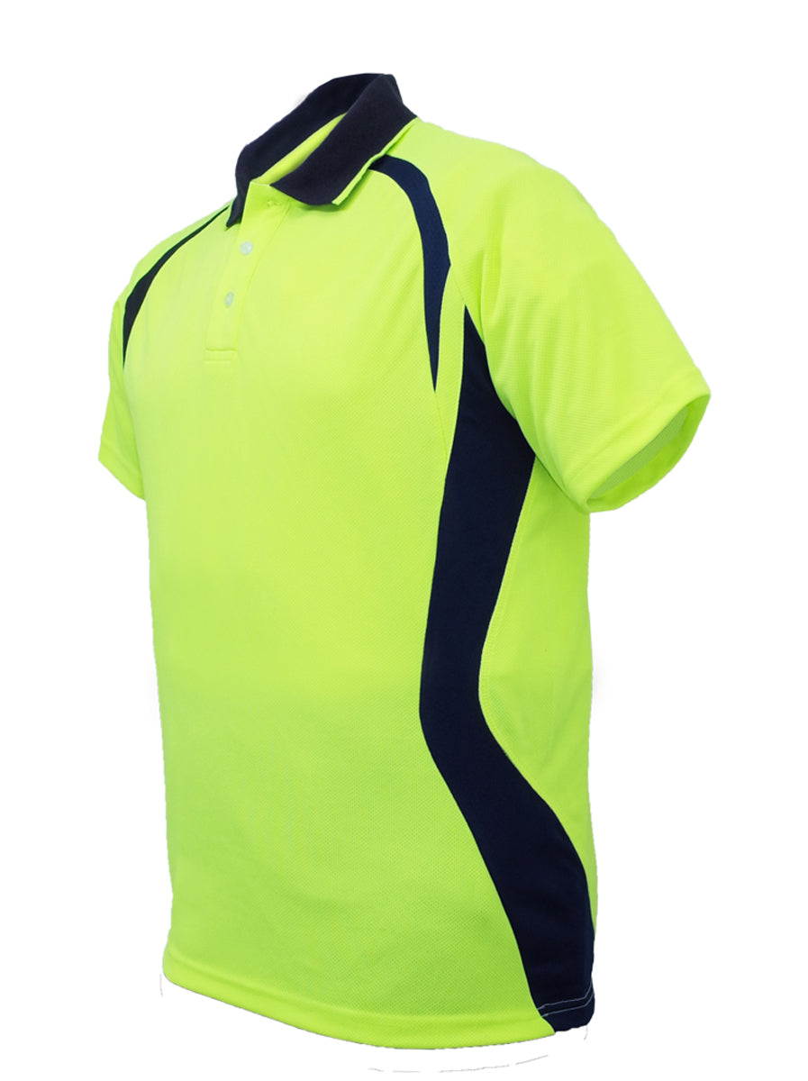 Unisex Adults Hi-Vis Panel Polo in Yellow/Navy