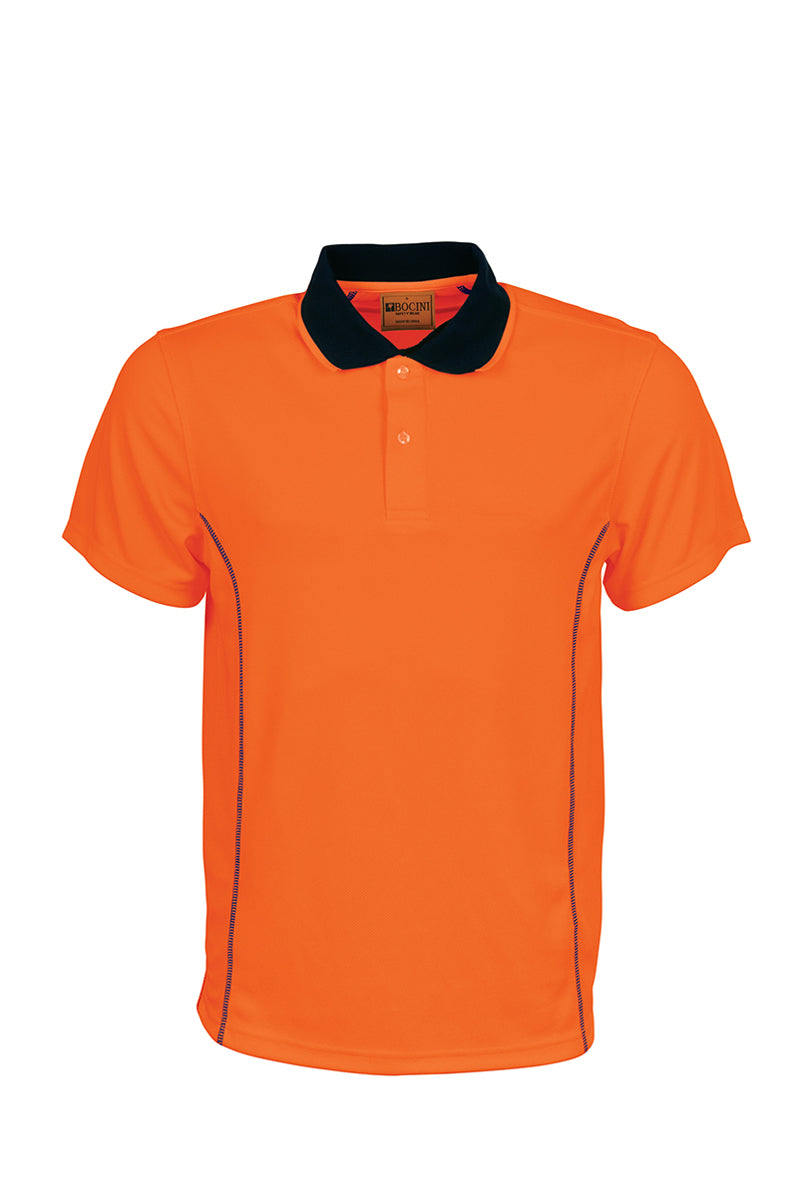 Unisex Adults Hi-Vis Stitch Essentials Polo in Orange/Navy