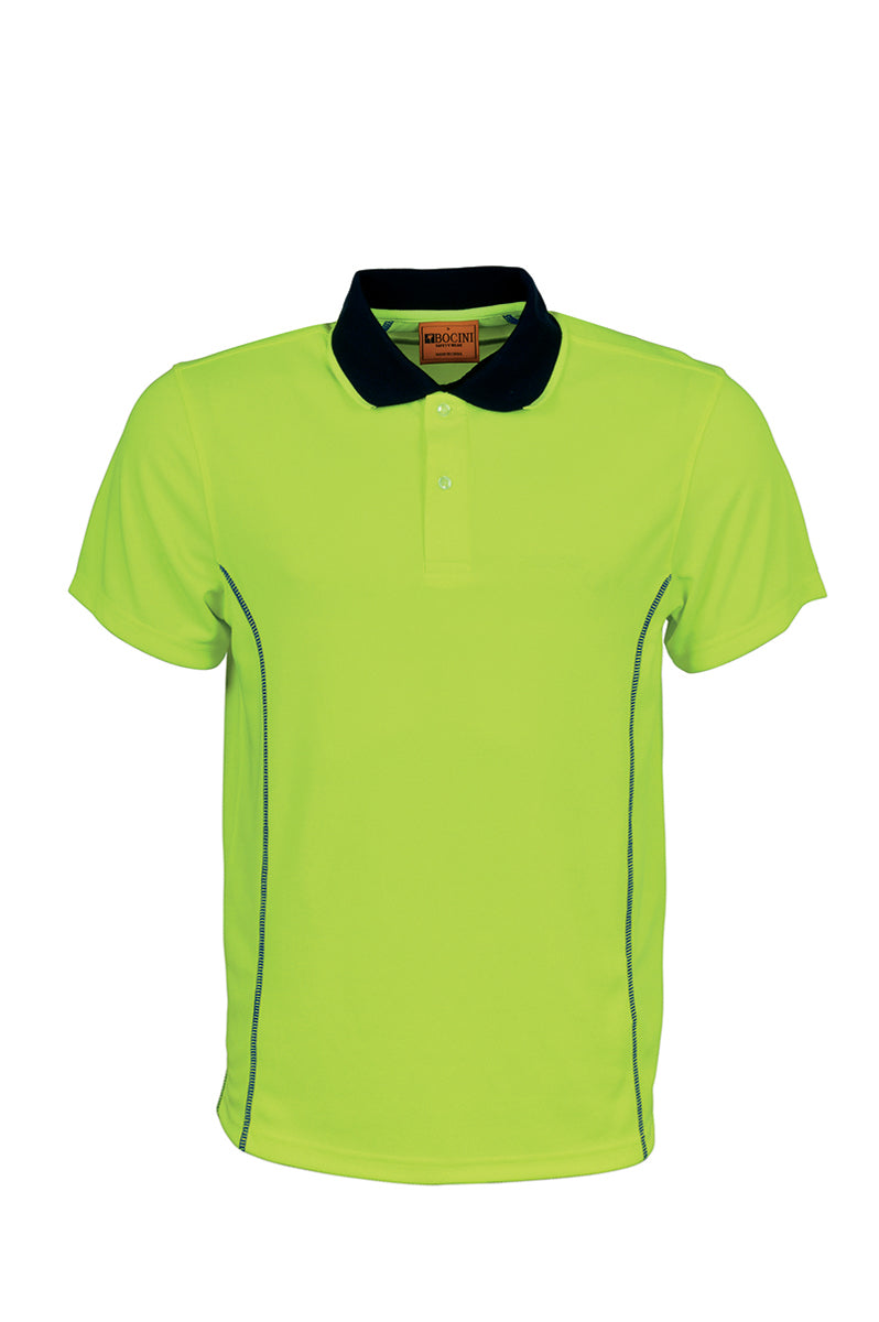 Unisex Adults Hi-Vis Stitch Essentials Polo in Yellow/Navy