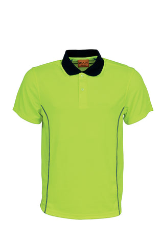 Unisex Adults Hi-Vis Stitch Essentials Polo in Yellow/Navy