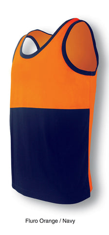 Unisex Adults Hi-Vis Polyface / Cotton Back Singlet in Orange/Navy