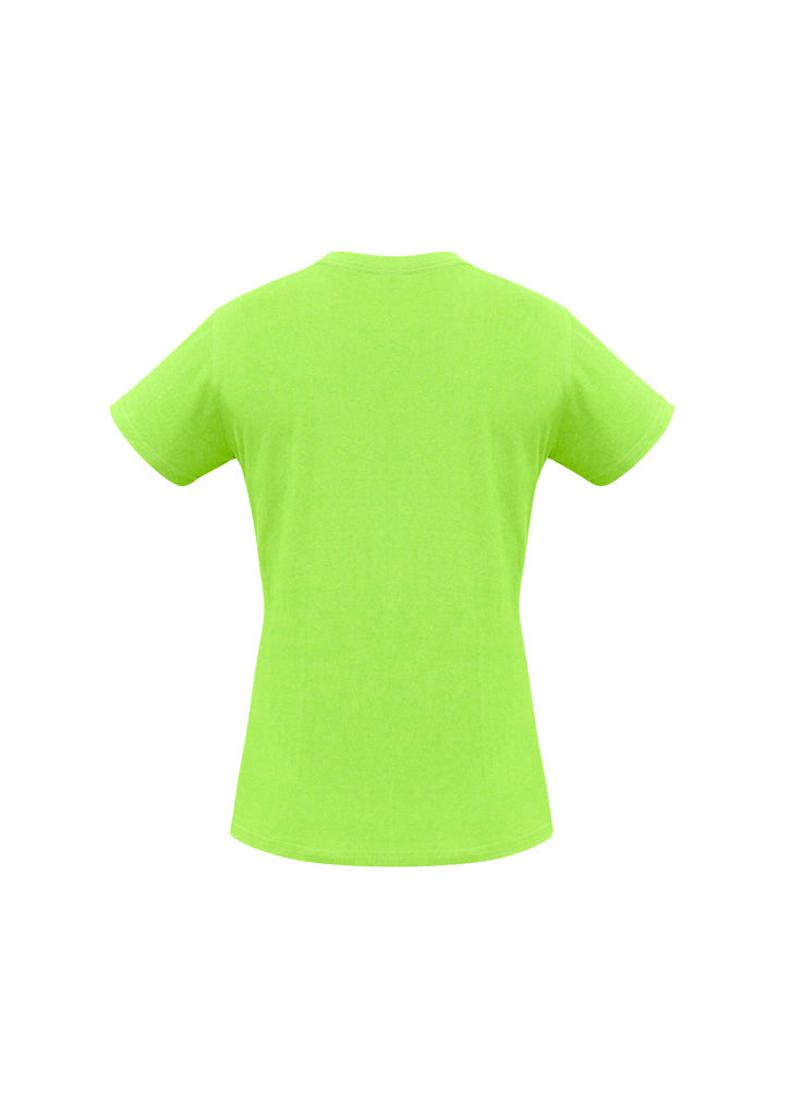 Ice Womens Short Sleeve Tee Fluoro Yellow/Lime back view