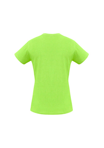 Ice Womens Short Sleeve Tee Fluoro Yellow/Lime back view