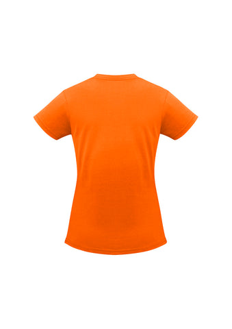 Ice Womens Short Sleeve Tee Fluoro Orange back view