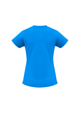 Ice Womens Short Sleeve Tee Neon Cyan back view