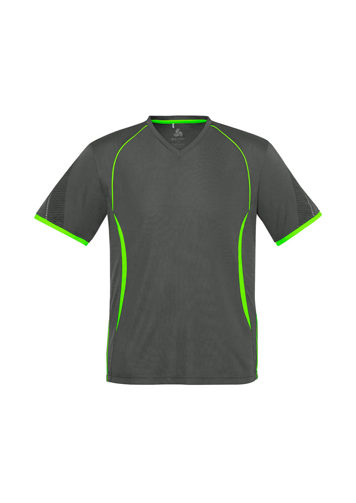 Razor Mens Short Sleeve Tee Grey/Fluoro Lime front view