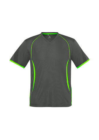 Razor Mens Short Sleeve Tee Grey/Fluoro Lime front view