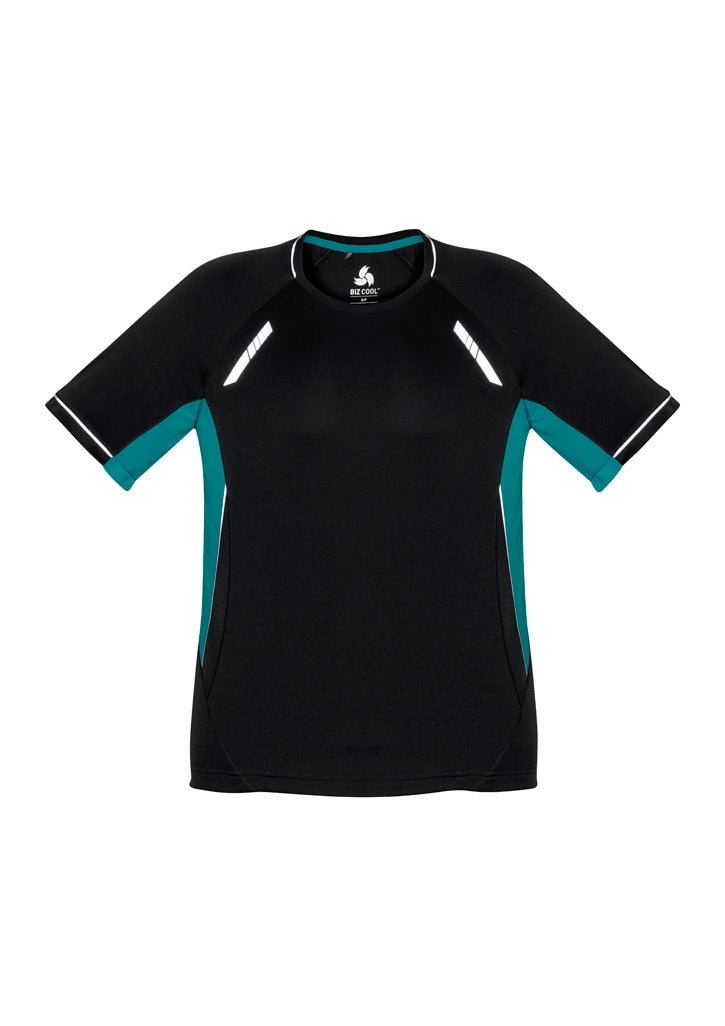 Renegade Mens Short Sleeve Tee Black/Teal/Silver front view