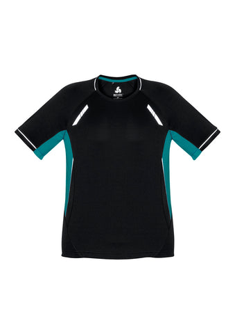 Renegade Mens Short Sleeve Tee Black/Teal/Silver front view
