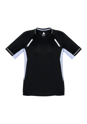 Renegade Mens Short Sleeve Tee Black/White/Silver front view