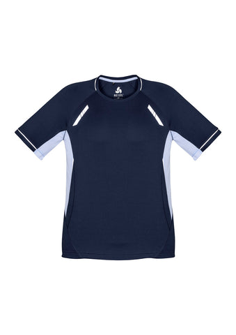 Renegade Mens Short Sleeve Tee Navy/White/Silver front view