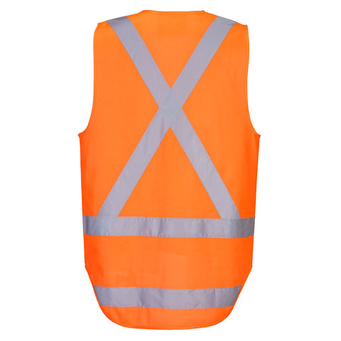TTMC-W23 Hi-Vis X Back Zipped Vest Orange back