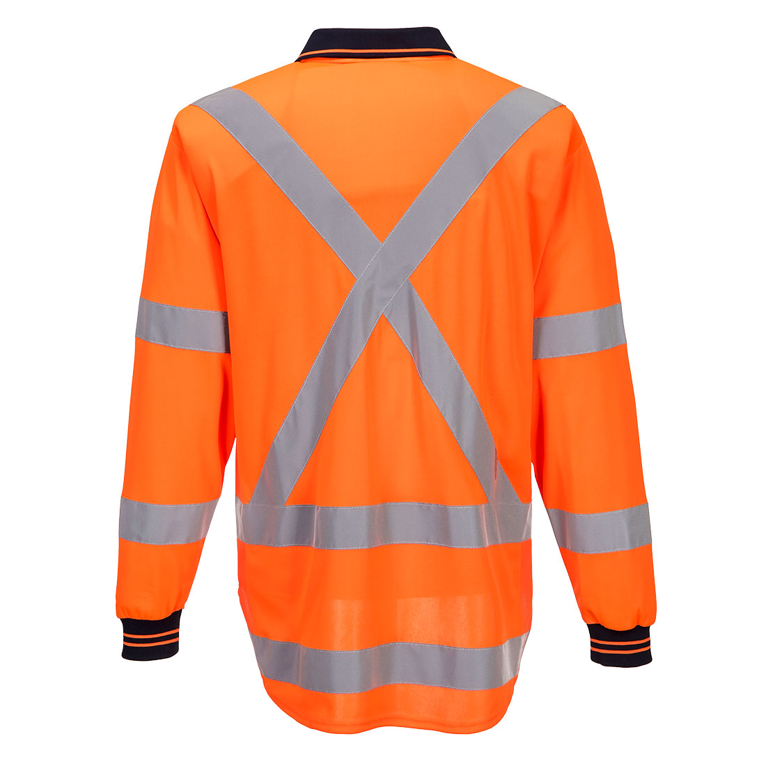 TTMC-W23 Hi-Vis X Back Polo Shirt L/S Orange back