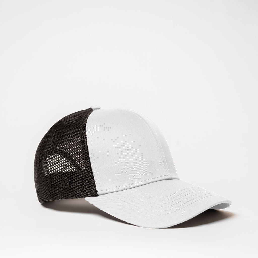 UC25600 UFlex Classic Ultra-lite 6 Panel Trucker Cap - White / Black Mesh