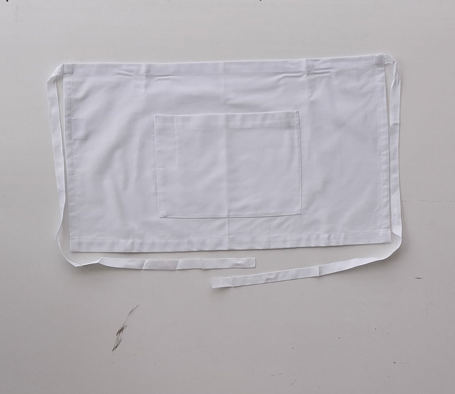 Cotton Drill Quarter Apron-With Pocket in White