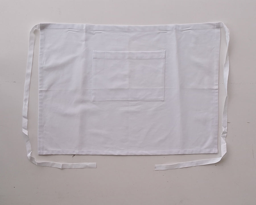 Cotton Drill Three Quarter Apron-With Pocket in White
