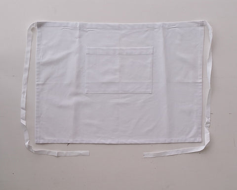 Cotton Drill Three Quarter Apron-With Pocket in White