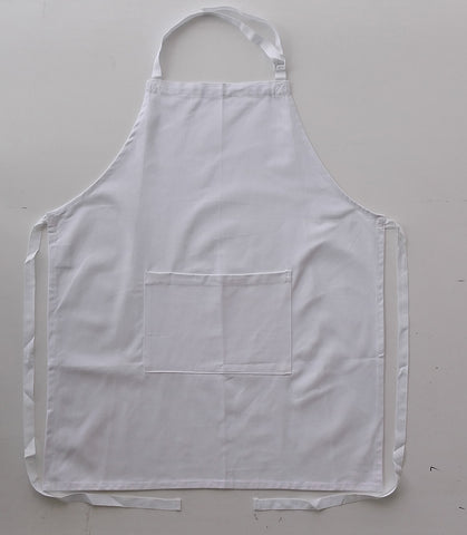 Cotton Drill Full Bib Apron - With Pocket in White