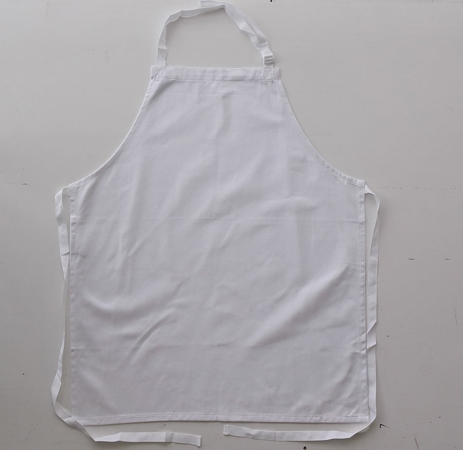 Cotton Drill Full Bib Apron - No Pocket in White