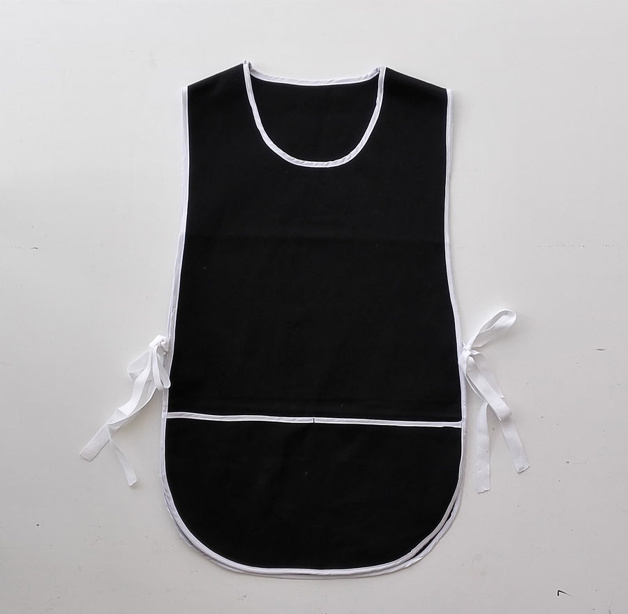 Cotton Drill Popover Apron - With Pocket in Black