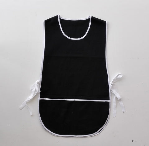 Cotton Drill Popover Apron - With Pocket in Black