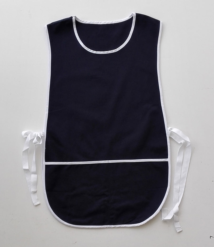 Cotton Drill Popover Apron - With Pocket in Navy