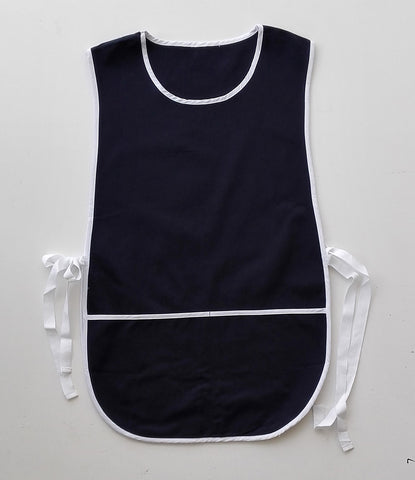Cotton Drill Popover Apron - With Pocket in Navy