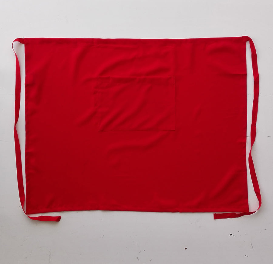 Polyester Drill Half Apron - With Pocket in Red