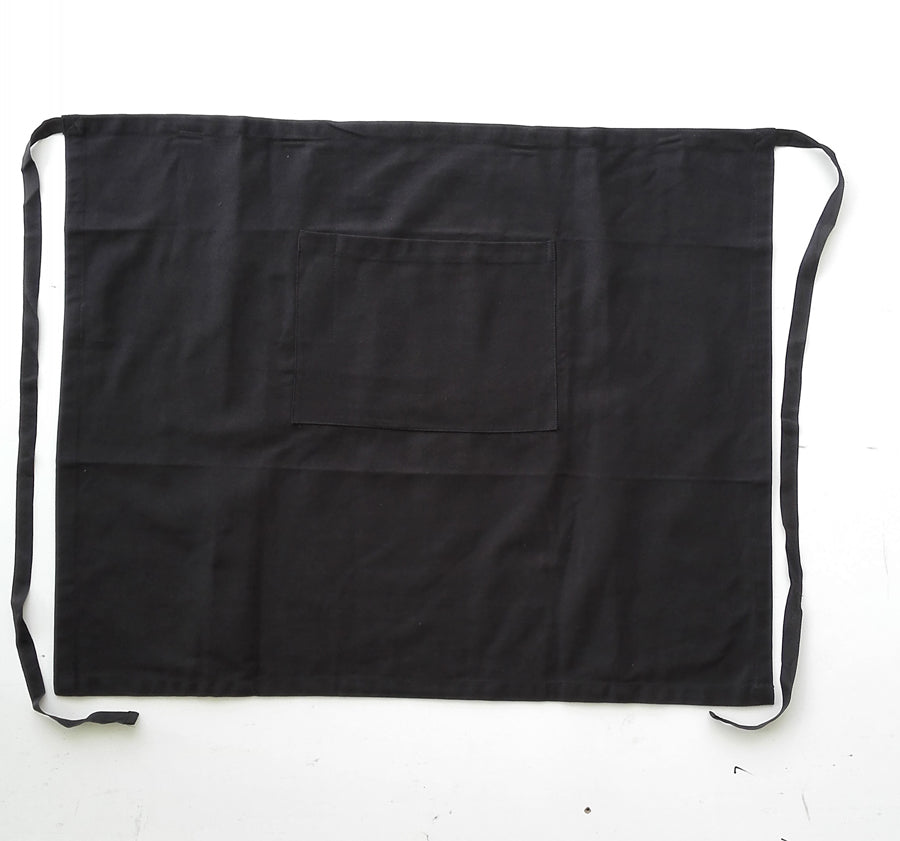 Cotton Drill Half Apron - With Pocket in Black