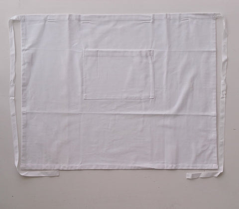 Cotton Drill Half Apron - With Pocket in White