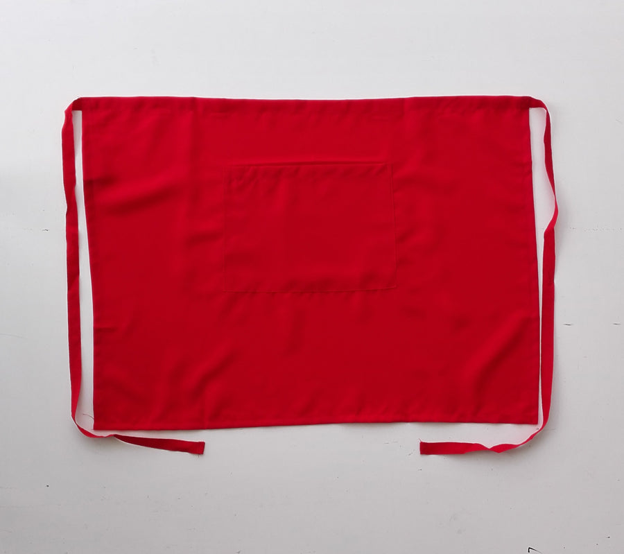 Polyester Drill Three Quarter Apron-With Pocket in Red