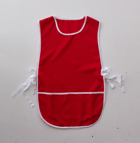 Polyester Drill Popover Apron - With Pocket in Red