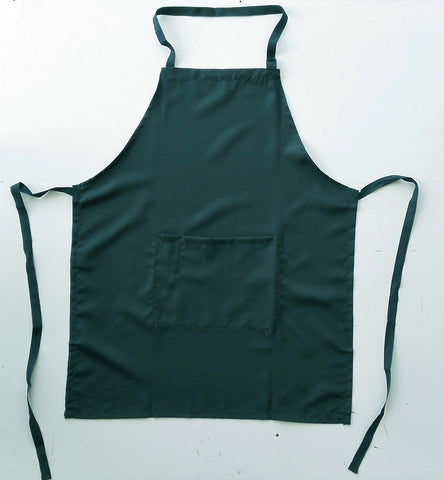 Polyester Drill Full Bib Apron - With Pocket in Bottle Green