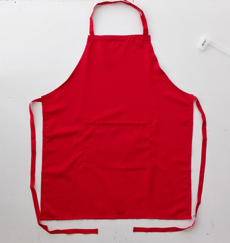 Polyester Drill Full Bib Apron - With Pocket in Red