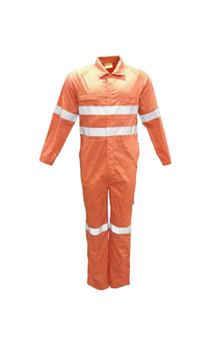Unisex Adults Hi-Vis Cotton Drill Overall With X Pattern Reflective Tape in Orange