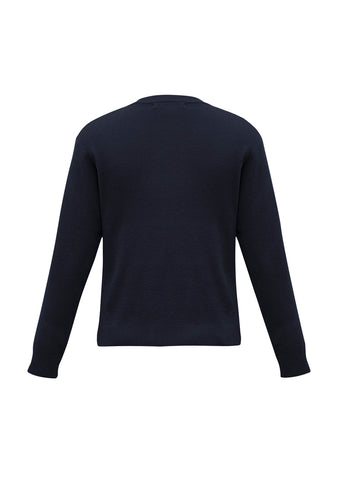 Woolmix Mens Knit Pullover Navy back view