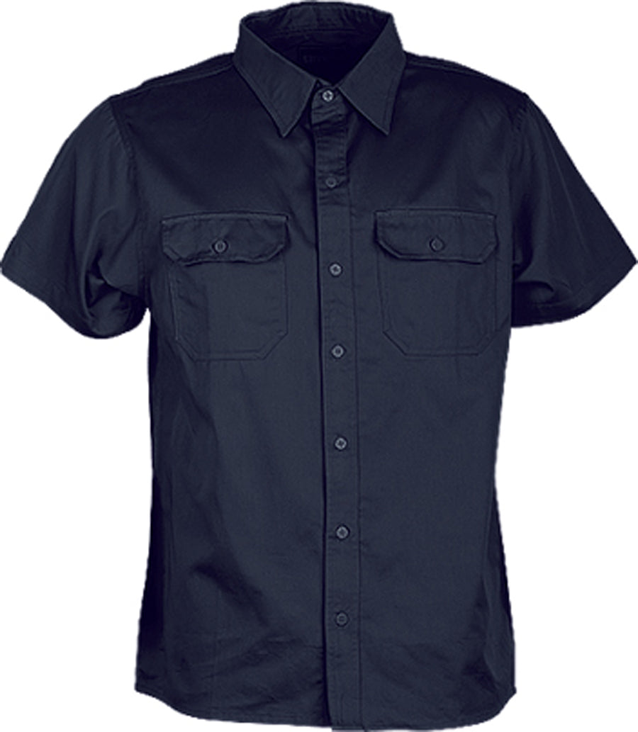 Unisex Adults Cotton Drill Work Shirt S/S in Black