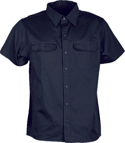 Unisex Adults Cotton Drill Work Shirt S/S in Black