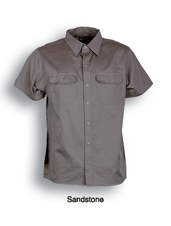 Unisex Adults Cotton Drill Work Shirt S/S in Sand