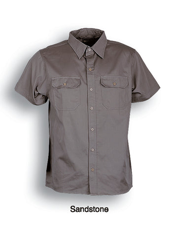 Unisex Adults Cotton Drill Work Shirt S/S in Sand