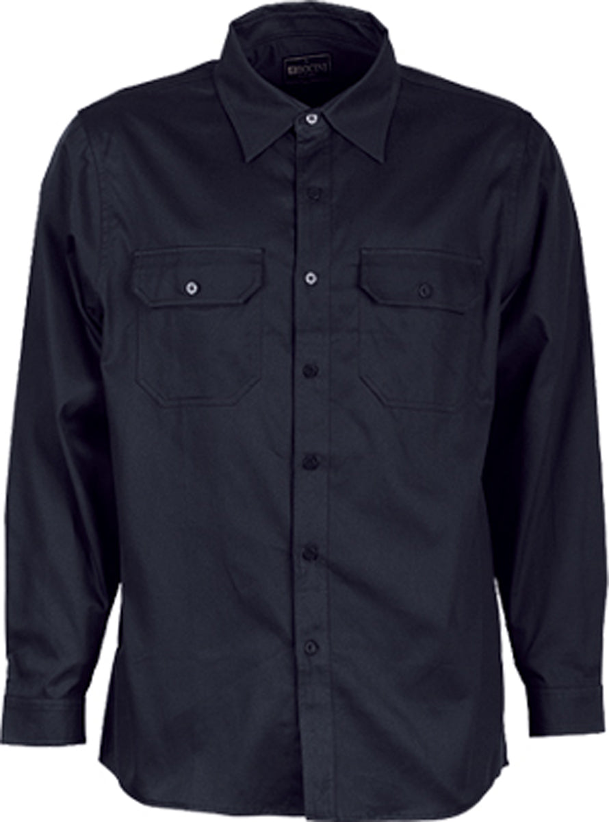 Unisex Adults Cotton Drill Work Shirt L/S in Black