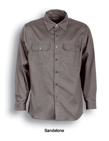 Unisex Adults Cotton Drill Work Shirt L/S in Sand