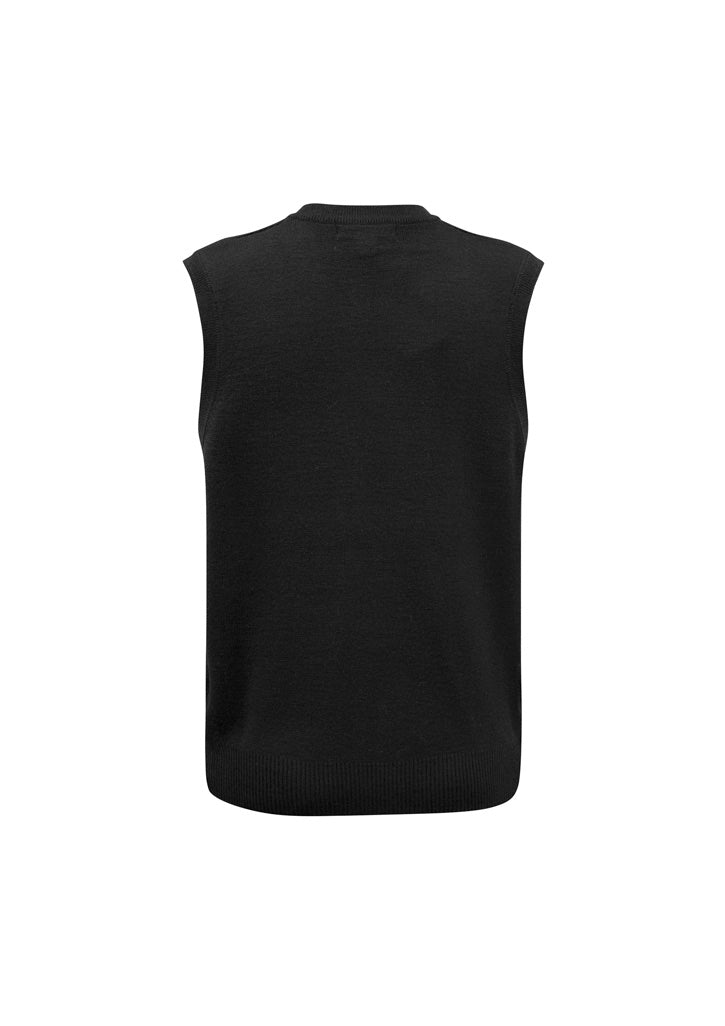 Woolmix Mens Knit Vest Black back view