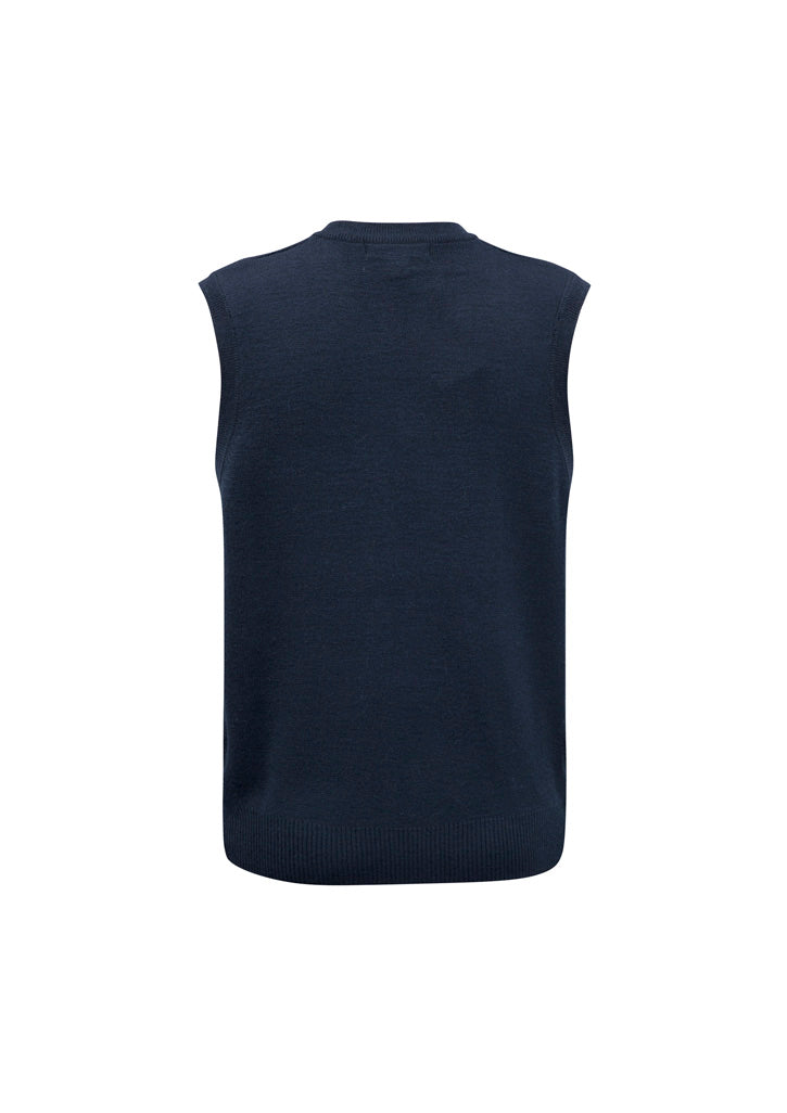 Woolmix Mens Knit Vest Navy back view